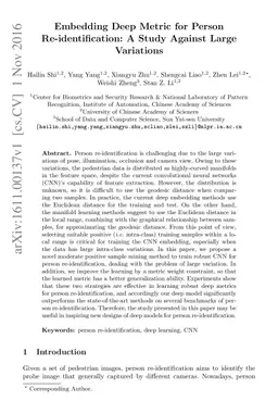 Embedding Deep Metric for Person Re-identication A Study Against Large
  Variations