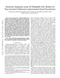Dictionary Integration using 3D Morphable Face Models for Pose-invariant
  Collaborative-representation-based Classification