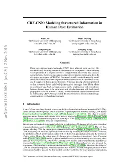 CRF-CNN: Modeling Structured Information in Human Pose Estimation