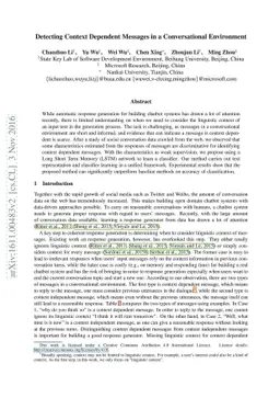 Detecting Context Dependent Messages in a Conversational Environment