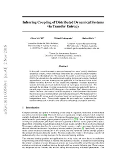 Inferring Coupling of Distributed Dynamical Systems via Transfer Entropy