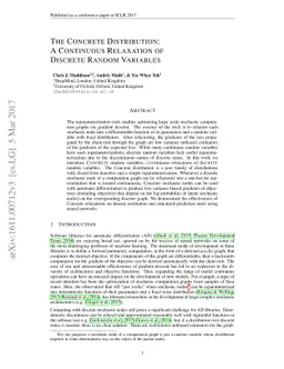 The Concrete Distribution: A Continuous Relaxation of Discrete Random
  Variables
