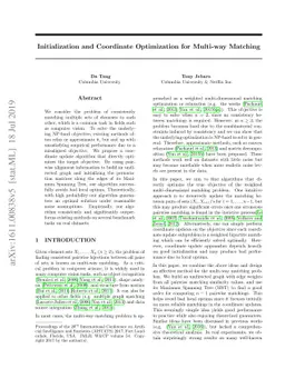 Initialization and Coordinate Optimization for Multi-way Matching