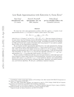 Low Rank Approximation with Entrywise $\ell_1$-Norm Error