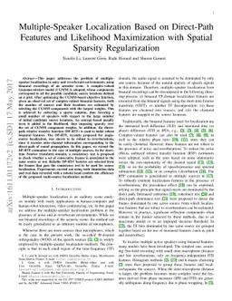 Multiple-Speaker Localization Based on Direct-Path Features and
  Likelihood Maximization with Spatial Sparsity Regularization