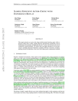 Sample Efficient Actor-Critic with Experience Replay