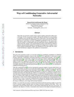 Ways of Conditioning Generative Adversarial Networks