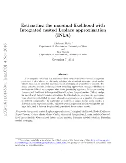 Estimating the marginal likelihood with Integrated nested Laplace
  approximation (INLA)
