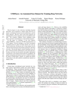 UMDFaces: An Annotated Face Dataset for Training Deep Networks