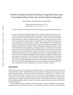 Protein Secondary Structure Prediction Using Deep Multi-scale
  Convolutional Neural Networks and Next-Step Conditioning