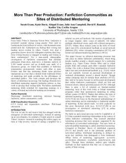 More Than Peer Production: Fanfiction Communities as Sites of
  Distributed Mentoring