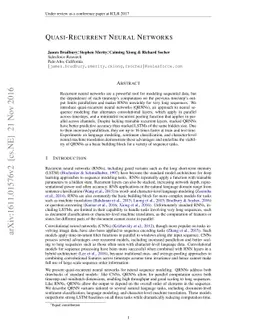 Quasi-Recurrent Neural Networks