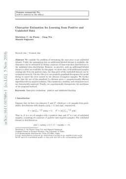 Class-prior Estimation for Learning from Positive and Unlabeled Data