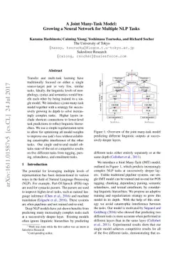 A Joint Many-Task Model: Growing a Neural Network for Multiple NLP Tasks