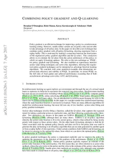 Combining policy gradient and Q-learning