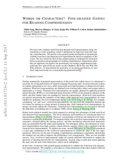 Words or Characters? Fine-grained Gating for Reading Comprehension