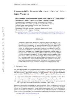 Entropy-SGD: Biasing Gradient Descent Into Wide Valleys