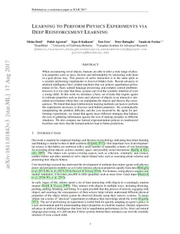 Learning to Perform Physics Experiments via Deep Reinforcement Learning