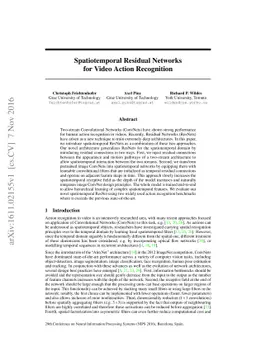 Spatiotemporal Residual Networks for Video Action Recognition