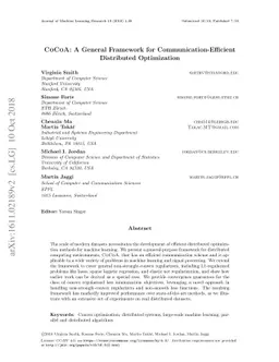 CoCoA: A General Framework for Communication-Efficient Distributed
  Optimization