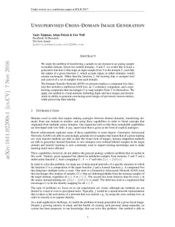 Unsupervised Cross-Domain Image Generation