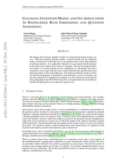 Gaussian Attention Model and Its Application to Knowledge Base Embedding
  and Question Answering