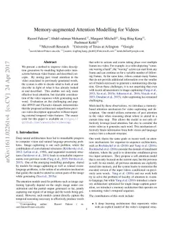 Memory-augmented Attention Modelling for Videos