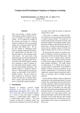 Unsupervised Pretraining for Sequence to Sequence Learning