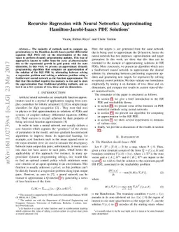 Recursive Regression with Neural Networks: Approximating the HJI PDE
  Solution