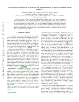 Inferring low-dimensional microstructure representations using
  convolutional neural networks