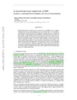 A backward pass through a CNN using a generative model of its
  activations