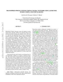 Bio-Inspired Spiking Convolutional Neural Network using Layer-wise
  Sparse Coding and STDP Learning