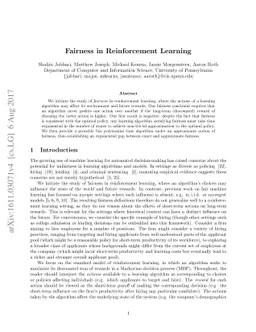 Fairness in Reinforcement Learning