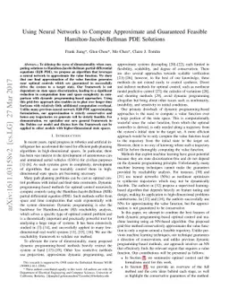 Using Neural Networks to Compute Approximate and Guaranteed Feasible
  Hamilton-Jacobi-Bellman PDE Solutions