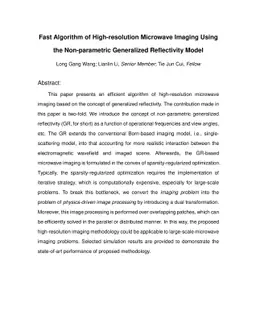 Fast Algorithm of High-resolution Microwave Imaging Using the
  Non-parametric Generalized Reflectivity Model