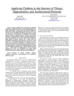 Applying Chatbots to the Internet of Things: Opportunities and
  Architectural Elements