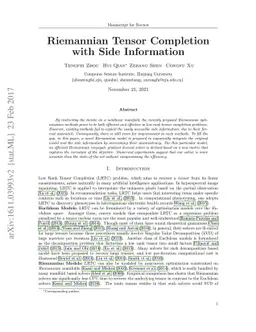 Riemannian Tensor Completion with Side Information
