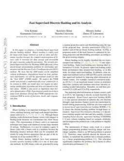 Fast Supervised Discrete Hashing and its Analysis