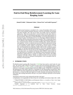 End-to-End Deep Reinforcement Learning for Lane Keeping Assist