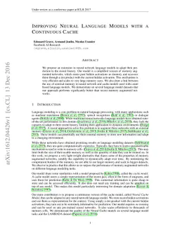 Improving Neural Language Models with a Continuous Cache