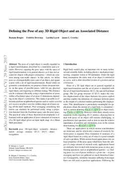 Defining the Pose of any 3D Rigid Object and an Associated Distance