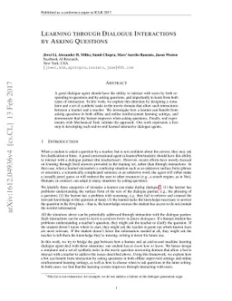 Learning through Dialogue Interactions by Asking Questions