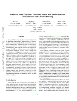 Recurrent Image Captioner: Describing Images with Spatial-Invariant
  Transformation and Attention Filtering