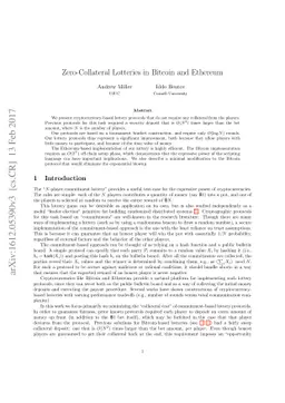 Zero-Collateral Lotteries in Bitcoin and Ethereum