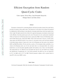Efficient Encryption from Random Quasi-Cyclic Codes