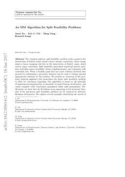 An MM Algorithm for Split Feasibility Problems