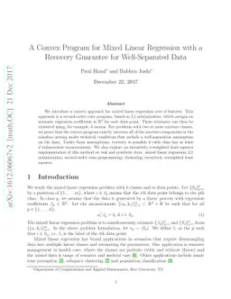 A Convex Program for Mixed Linear Regression with a Recovery Guarantee
  for Well-Separated Data