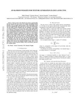 On Random Weights for Texture Generation in One Layer Neural Networks