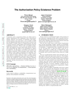 The Authorization Policy Existence Problem