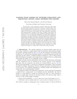 Random Walk Models of Network Formation and Sequential Monte Carlo
  Methods for Graphs